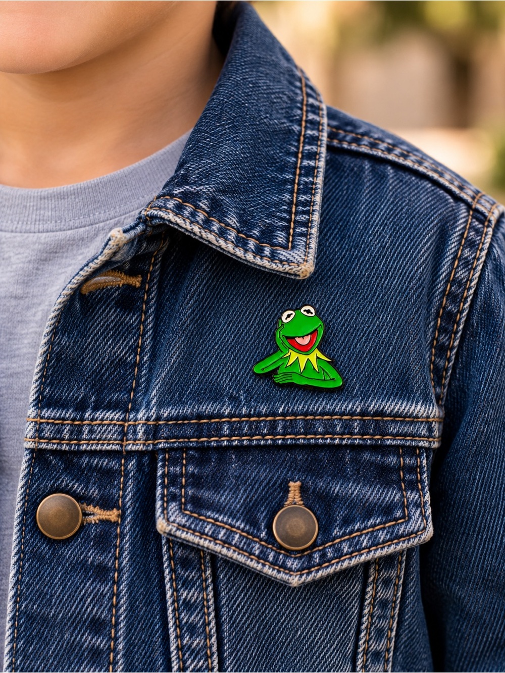 Kermit the Frog Enamel Pin Muppets Green Cartoon Lapel Pin 1” NWT